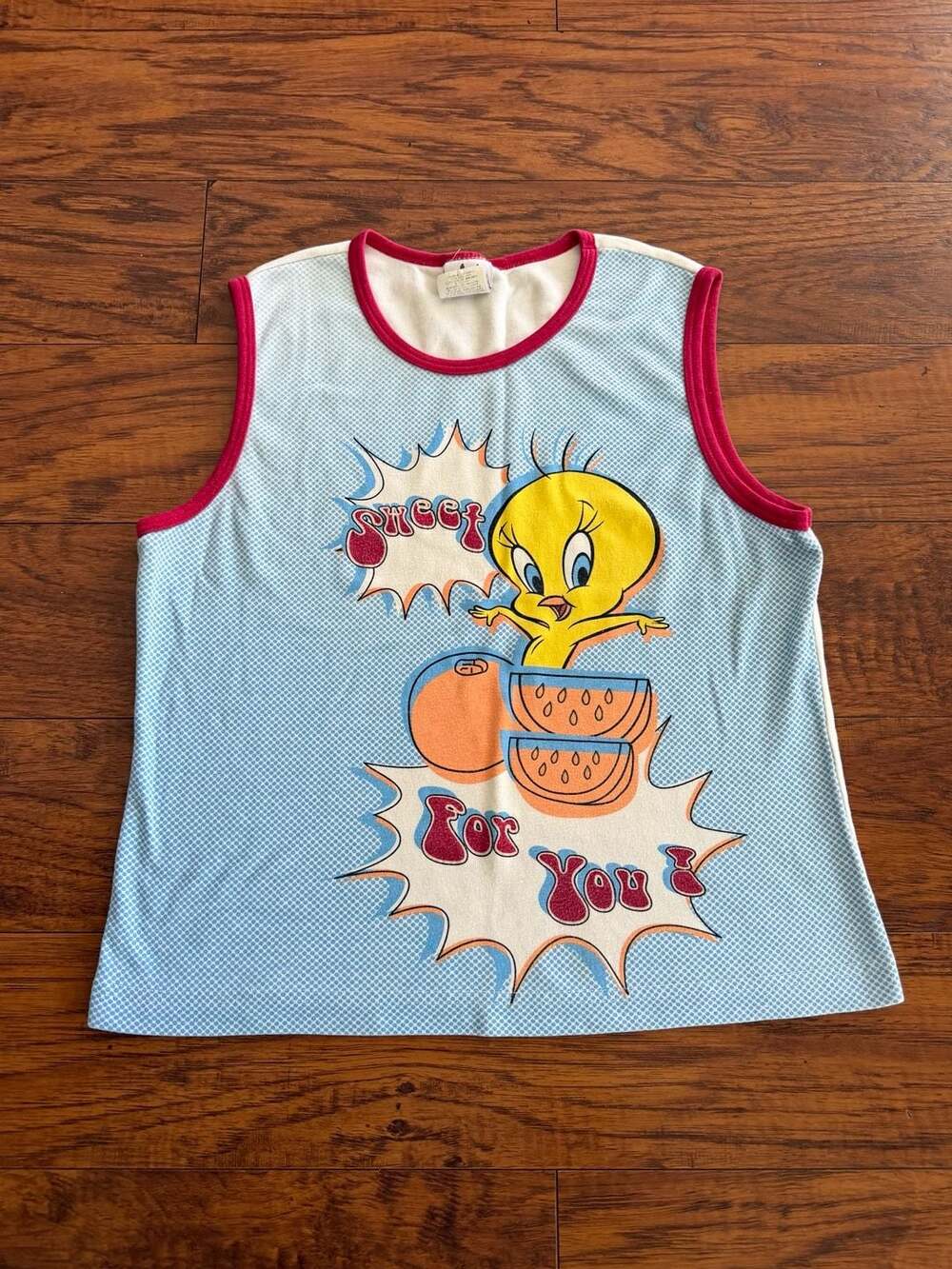 Vintage 2002 Looney Tunes Tweety Bird Sweet For You Ringer Tank Top Size Large
